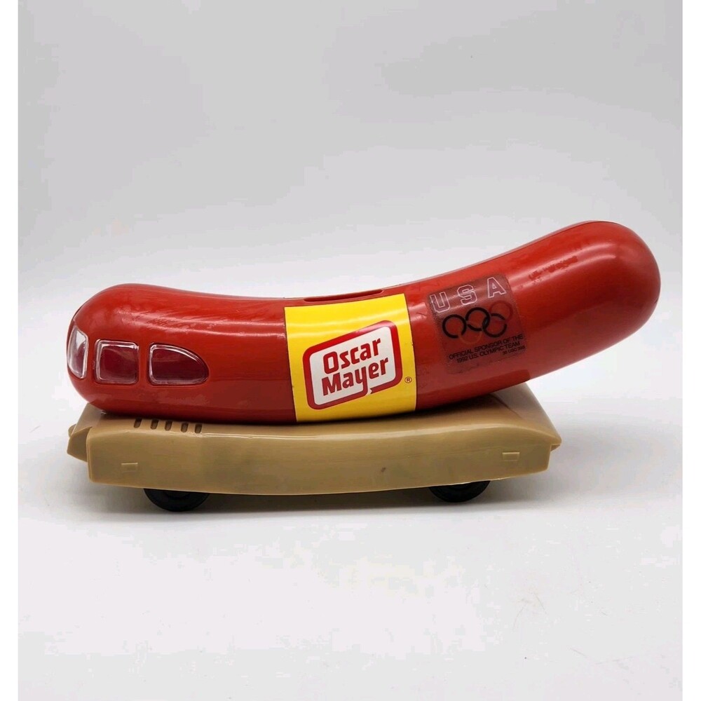Oscar Meyer 1992 Olympic Weiner Mobile 10" Vintage Toy Collectible Coin Bank.